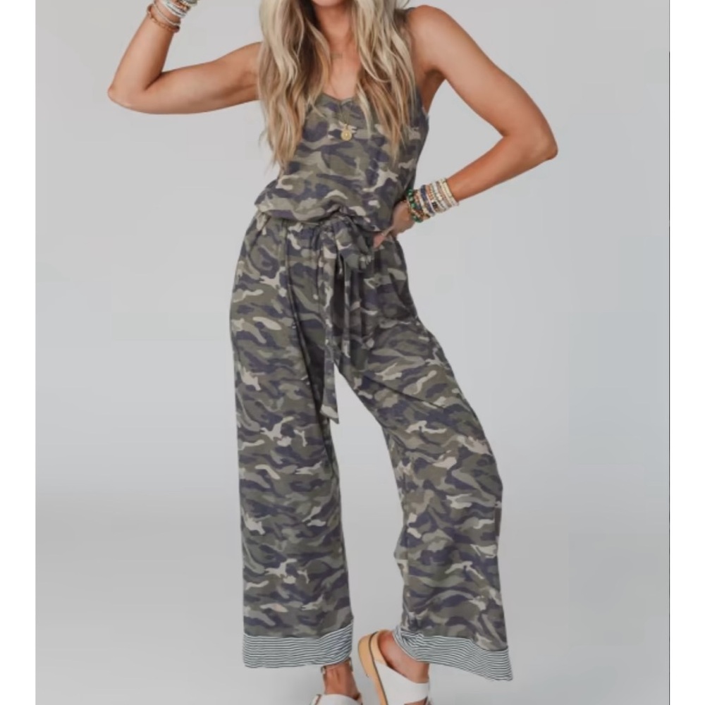 Three Bird Nest brand Cadet Camo Print Jumpsuit